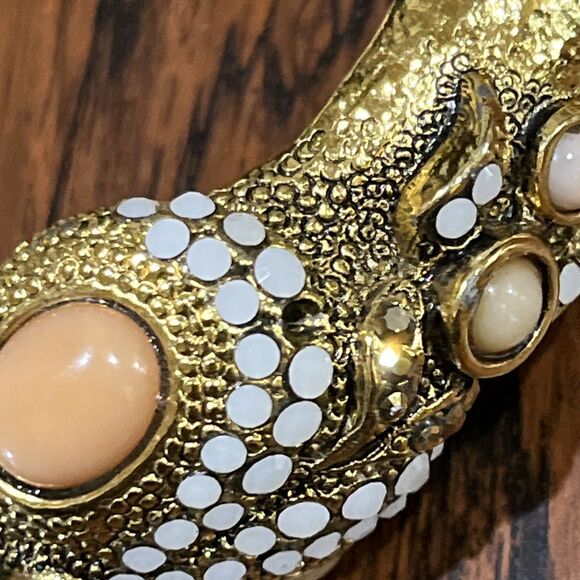 Rare Vintage Barrera Jewel Entrusted Stylized Snake Mouse In Mouth Cuff Bracelet - Picture 7 of 10